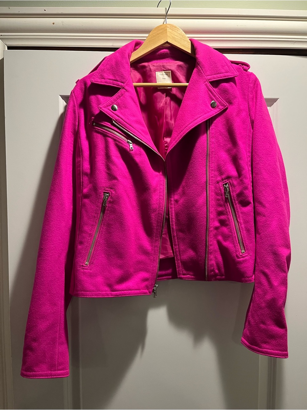 Women’s Gap Hot Pink Wool Moto Jacket Small-tall
